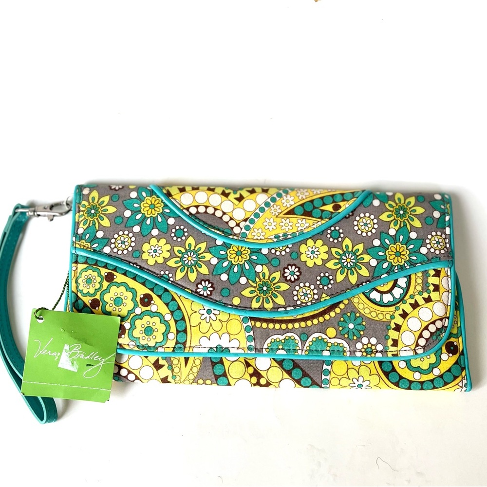 NWT~  Vera Bradley Lemon Parfait Tri Fold Wallet Clutch Purse